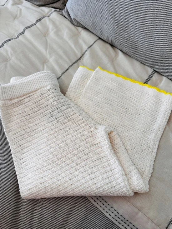 GAP Crocheted Flare Pants with Yellow Scalloped Trim - Picture 3 of 5